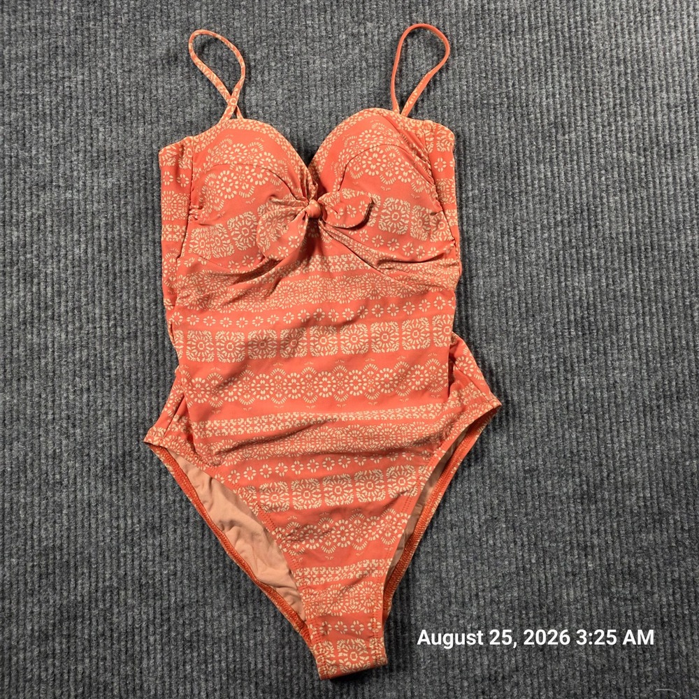 Robin Piccone Orange Geometric Medallion One Piece Swimsuit Size 8 210211